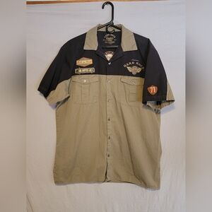 Hard Rock Cafe Men's Two-Tone Shirt - Black and Tan